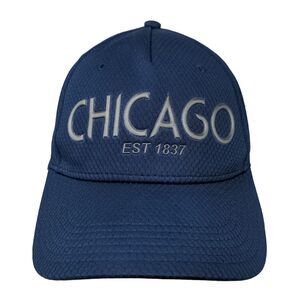 Chicago Est 1837 Strapback Hat Blue One Size Vent Holes Essencial Caps